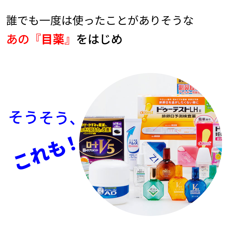 誰でも一度は使ったことがありそうなあの『目薬』をはじめ
そうそう、これも！